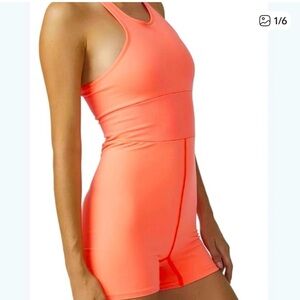 Free People Every Single Time Runsie Neon Coral Size M/L